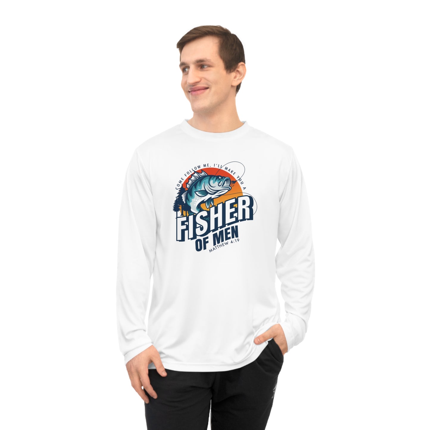FISHER OF MEN Long Sleeve Shirt, Fishing Gift, Outdoor Apparel, Unisex Performance Tee, Angler Shirt, Gift for Dad, Fishing Enthusiast