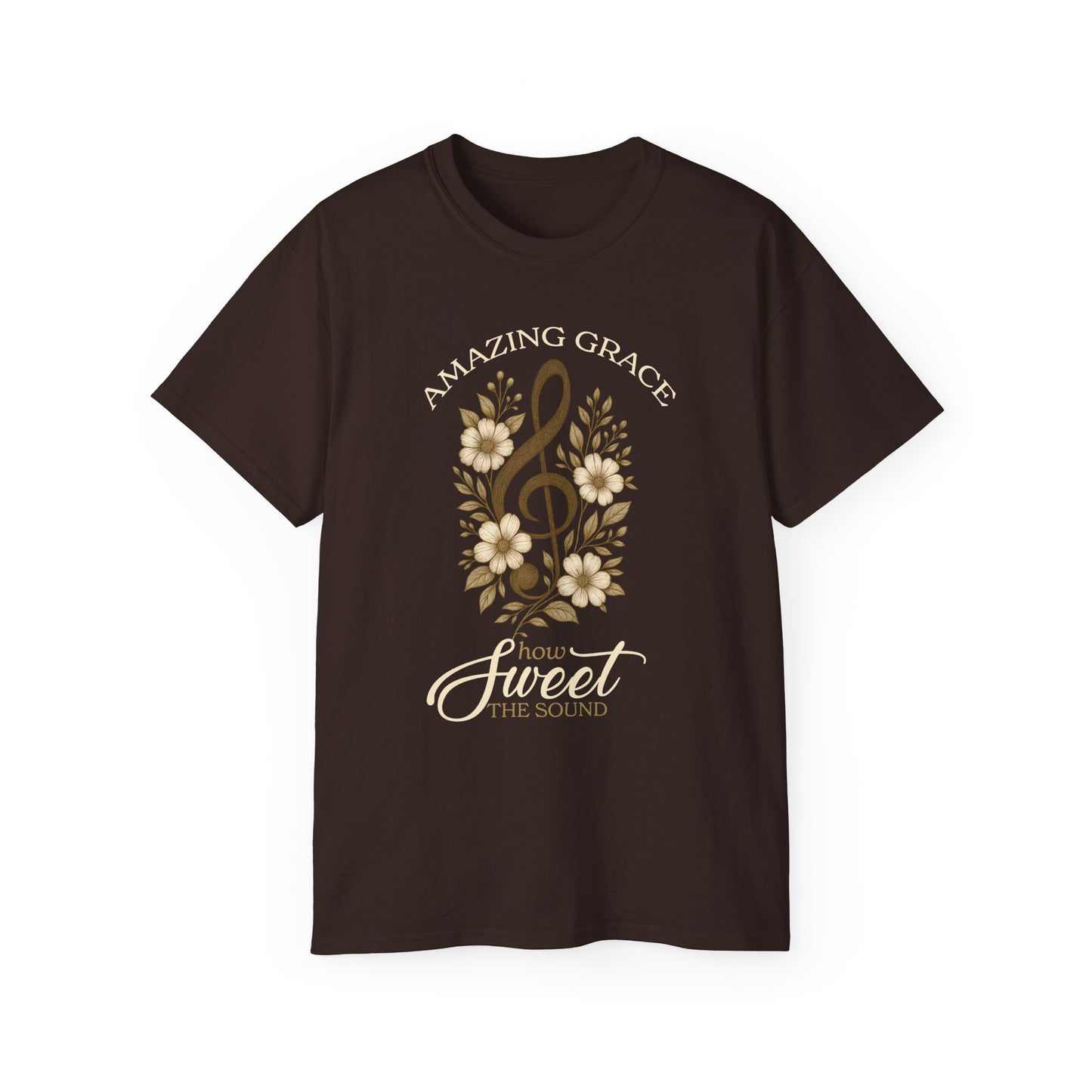 AMAZING GRACE HOW SWEET THE SOUND Floral Gratitude Tee, Inspirational Cotton Shirt for Everyday Wear, Grateful, Blessed, Gift Idea for Friends, Spring Fashion
