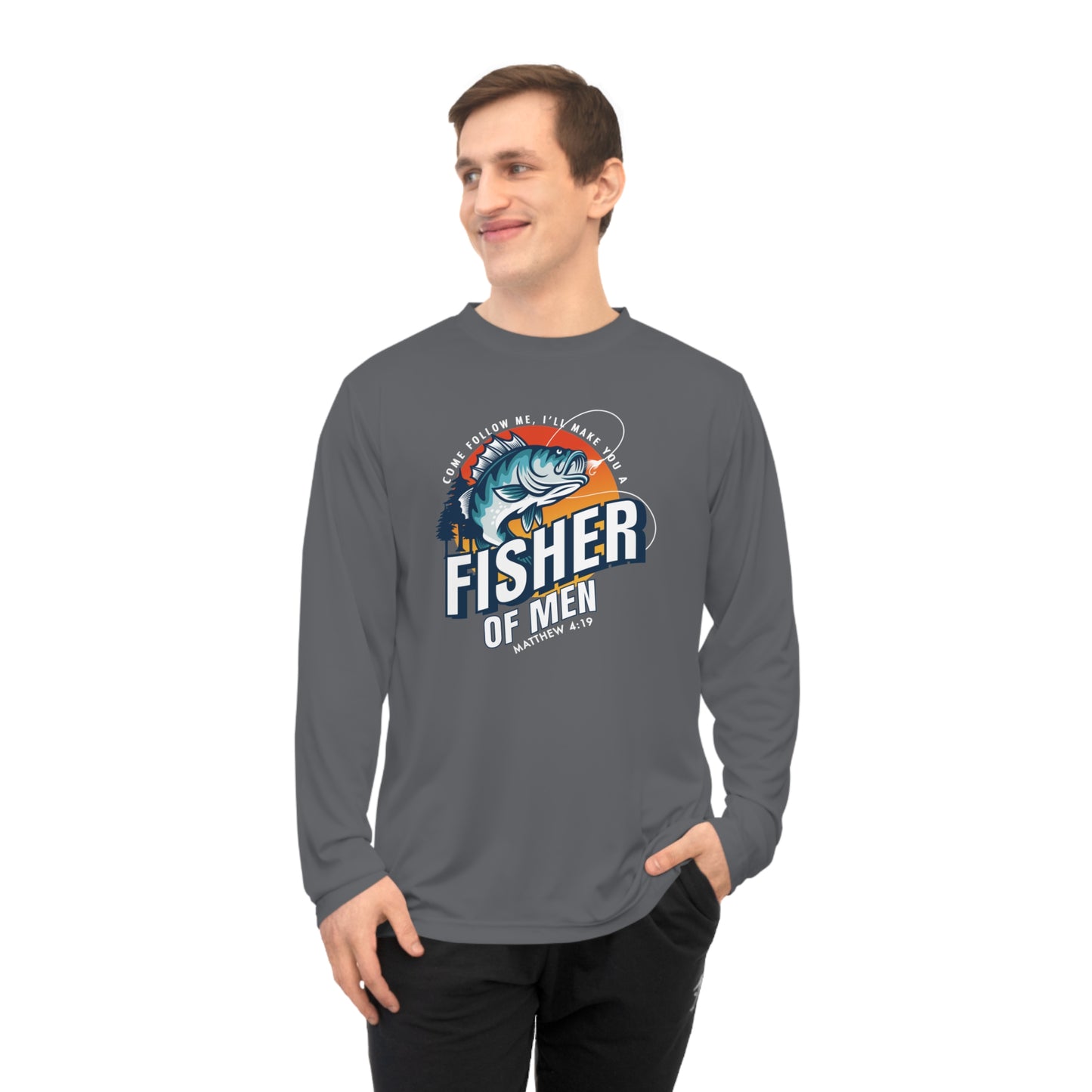 FISHER OF MEN Long Sleeve Shirt, Fishing Gift, Outdoor Apparel, Unisex Performance Tee, Angler Shirt, Gift for Dad, Fishing Enthusiast