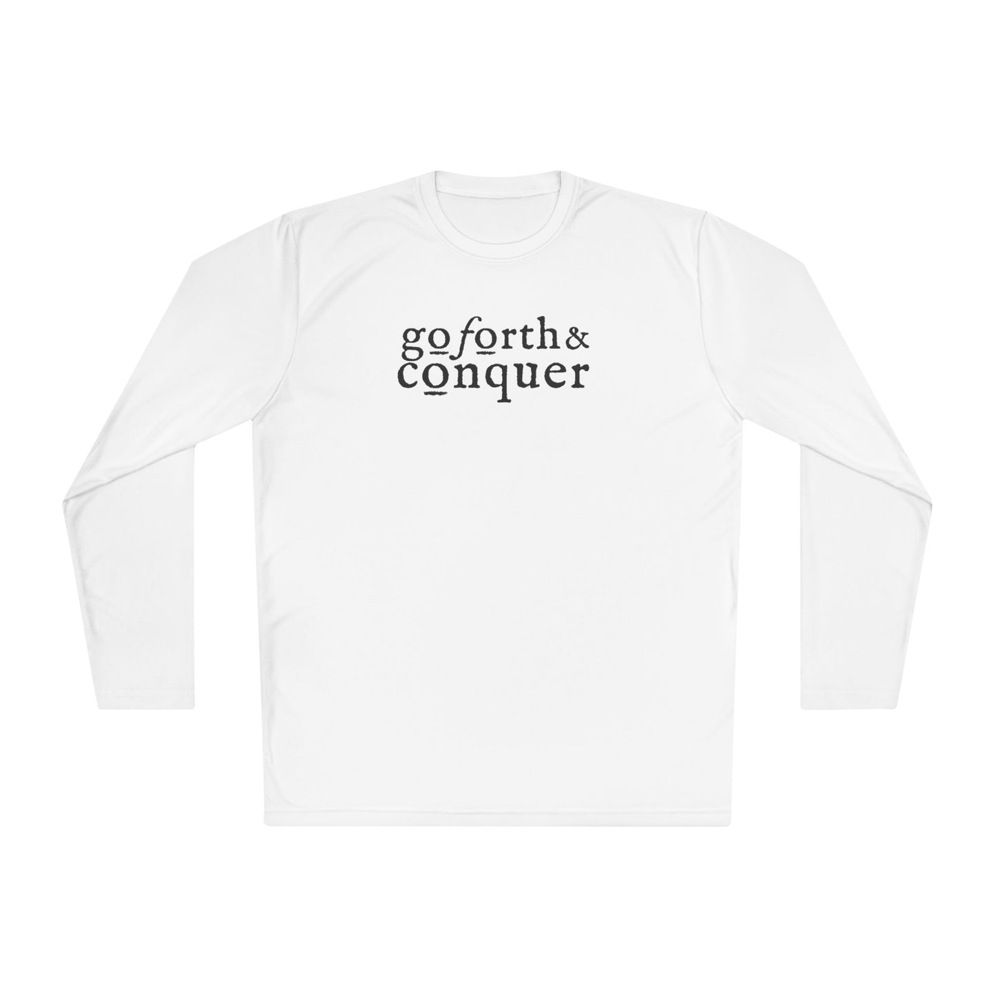 GO FORTH AND CONQUER HORIZ STACKED Unisex Moisture-wicking Lightweight Long Sleeve Tee