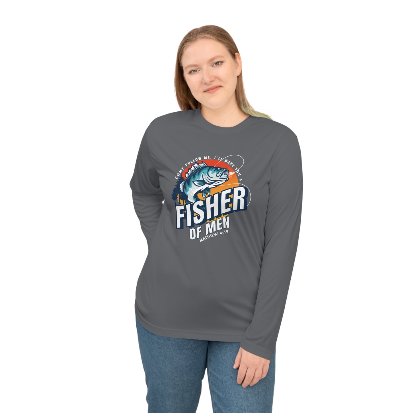 FISHER OF MEN Long Sleeve Shirt, Fishing Gift, Outdoor Apparel, Unisex Performance Tee, Angler Shirt, Gift for Dad, Fishing Enthusiast