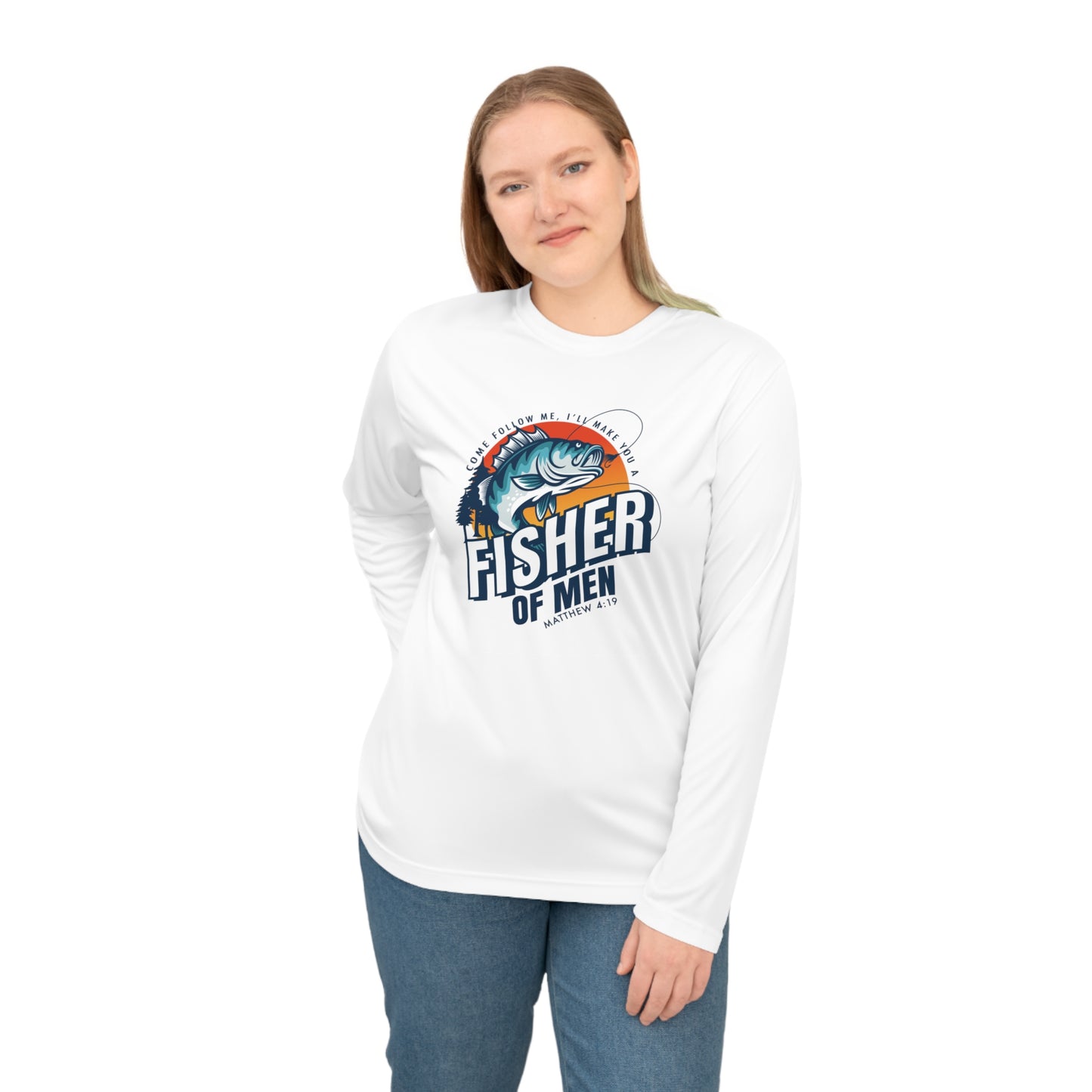 FISHER OF MEN Long Sleeve Shirt, Fishing Gift, Outdoor Apparel, Unisex Performance Tee, Angler Shirt, Gift for Dad, Fishing Enthusiast
