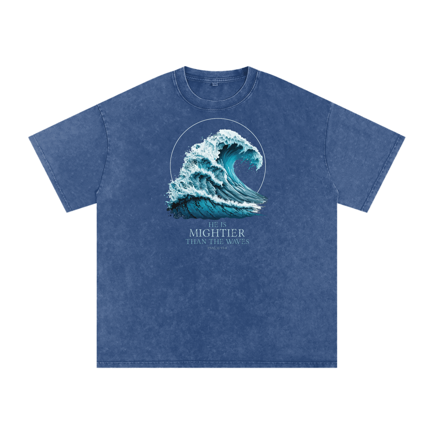 HE IS MIGHTIER THAN THE WAVES Acid Wash Oversize T-Shirt - 250 GSM