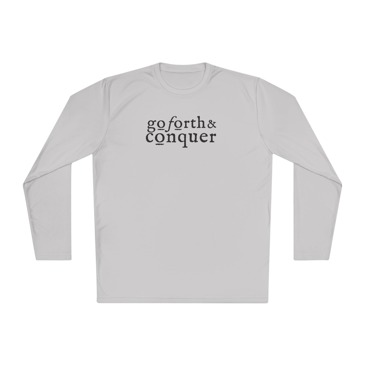 GO FORTH AND CONQUER HORIZ STACKED Unisex Moisture-wicking Lightweight Long Sleeve Tee