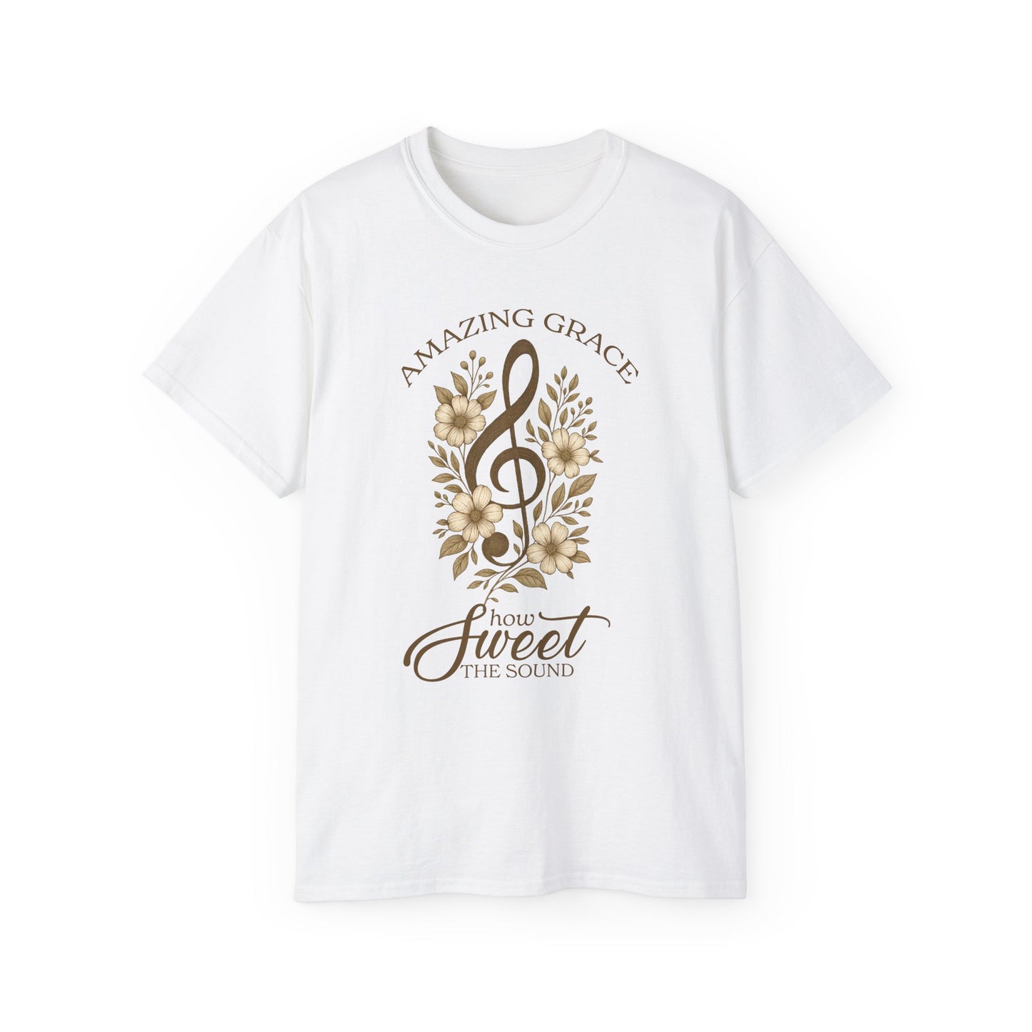 AMAZING GRACE HOW SWEET THE SOUND Floral Gratitude Tee, Inspirational Cotton Shirt for Everyday Wear, Grateful, Blessed, Gift Idea for Friends, Spring Fashion