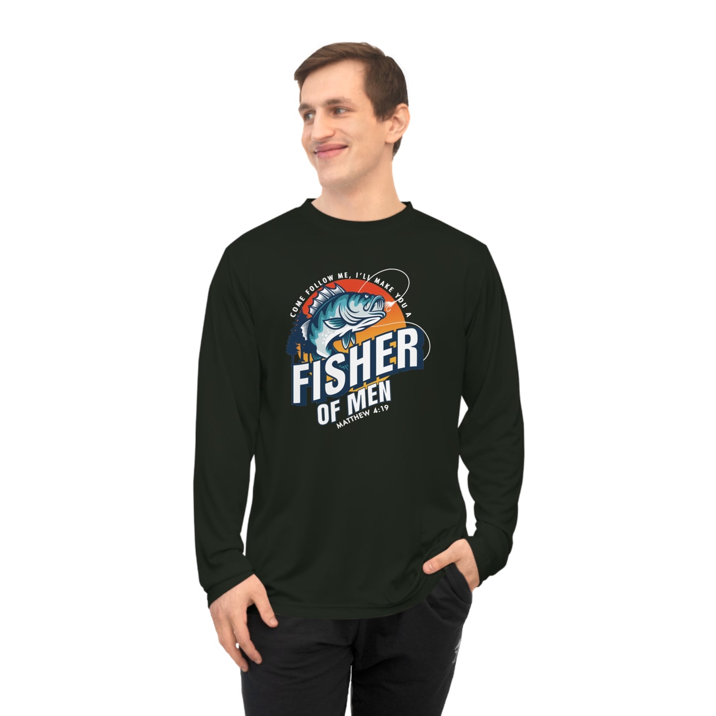FISHER OF MEN Long Sleeve Shirt, Fishing Gift, Outdoor Apparel, Unisex Performance Tee, Angler Shirt, Gift for Dad, Fishing Enthusiast