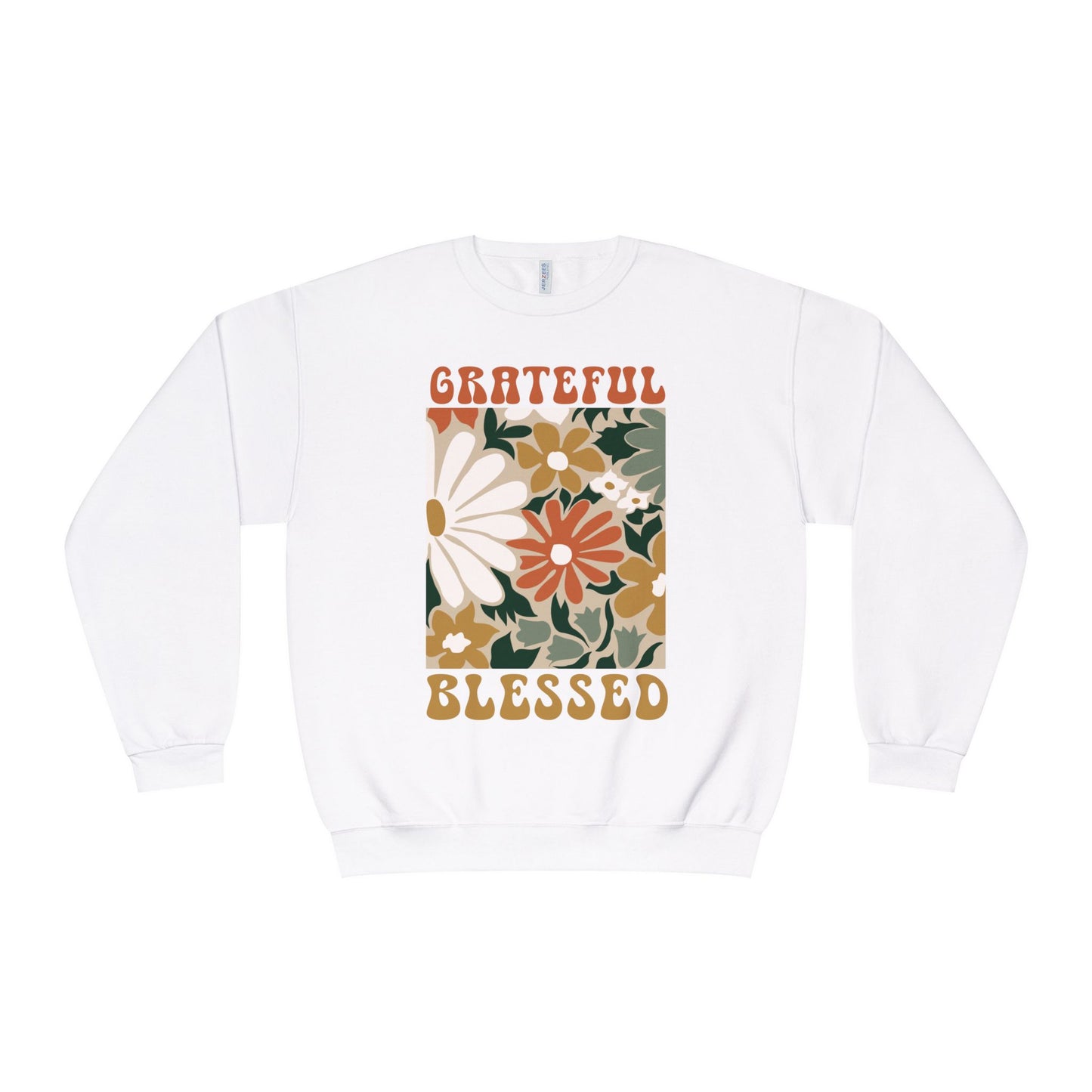 test 4 Grateful & Blessed Floral Crewneck Sweatshirt | Cozy Gift for Friends, Family, Holidays, Casual Wear, Inspirational Sweatshirt