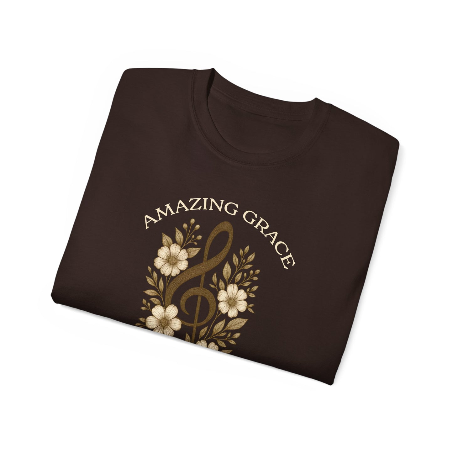 AMAZING GRACE HOW SWEET THE SOUND Floral Gratitude Tee, Inspirational Cotton Shirt for Everyday Wear, Grateful, Blessed, Gift Idea for Friends, Spring Fashion