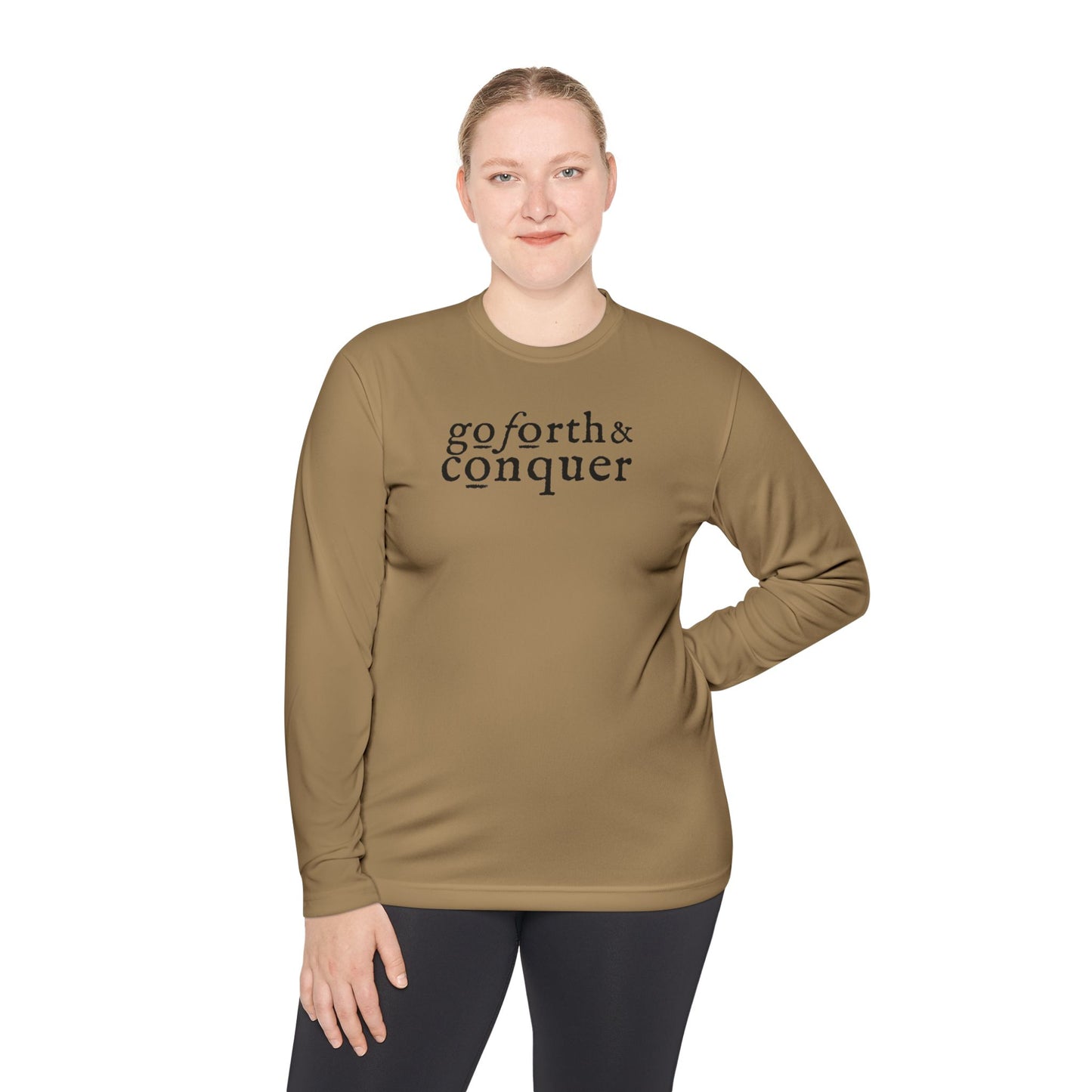 GO FORTH AND CONQUER HORIZ STACKED Unisex Moisture-wicking Lightweight Long Sleeve Tee