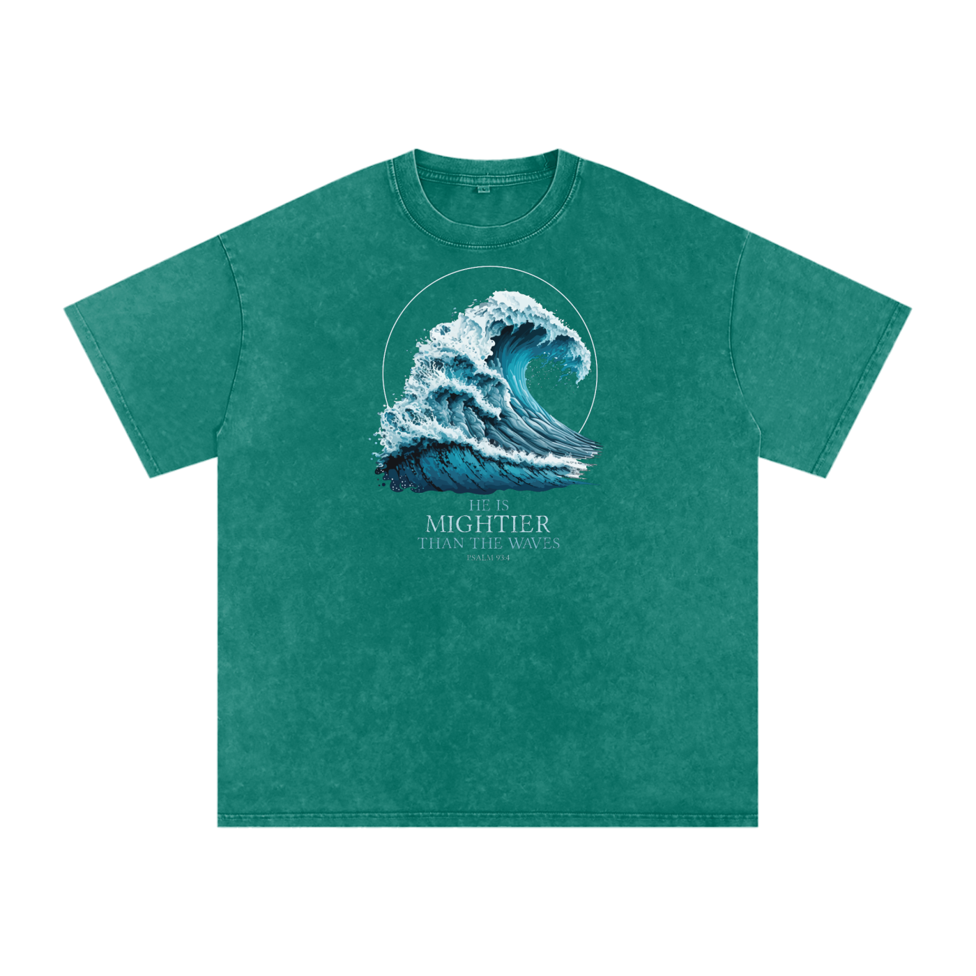 HE IS MIGHTIER THAN THE WAVES Acid Wash Oversize T-Shirt - 250 GSM