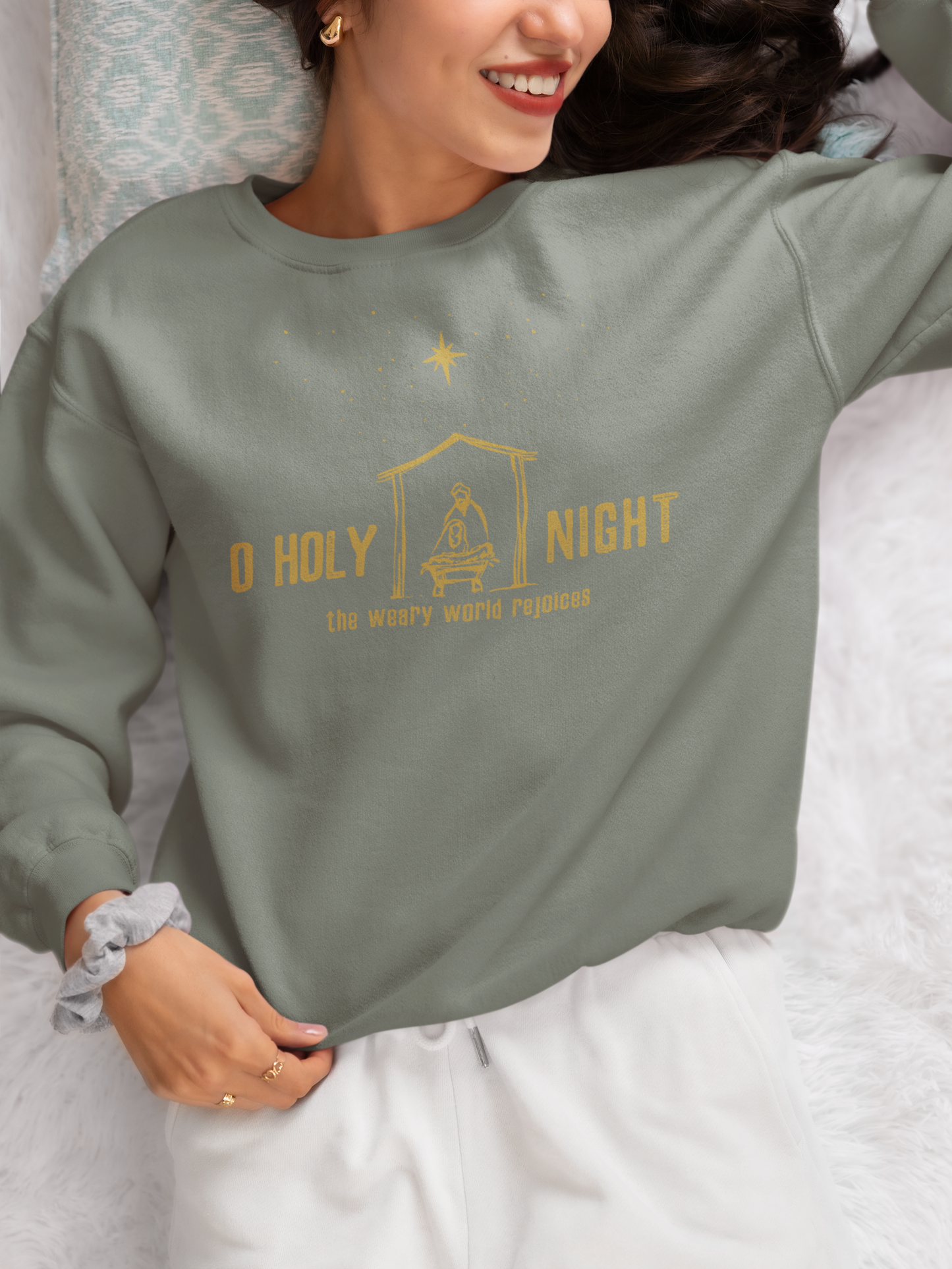 O HOLY NIGHT Crew Neck Sweatshirt