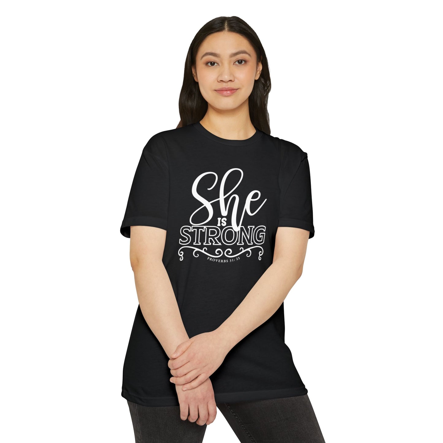 SHE IS STRONG Unisex CVC Jersey T-shirt