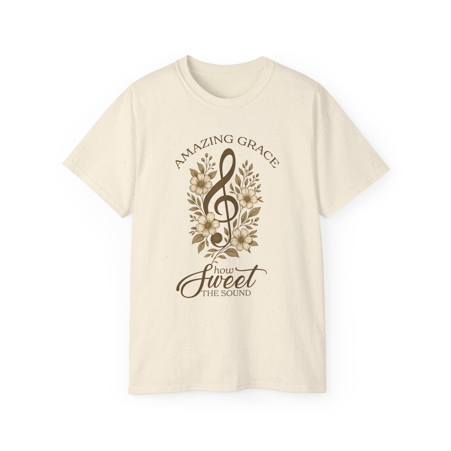 AMAZING GRACE HOW SWEET THE SOUND Floral Gratitude Tee, Inspirational Cotton Shirt for Everyday Wear, Grateful, Blessed, Gift Idea for Friends, Spring Fashion