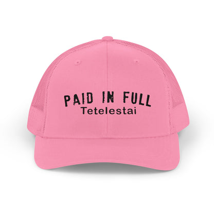 PAID IN FULL Snapback Trucker Cap - WHITE EMBROIDERY