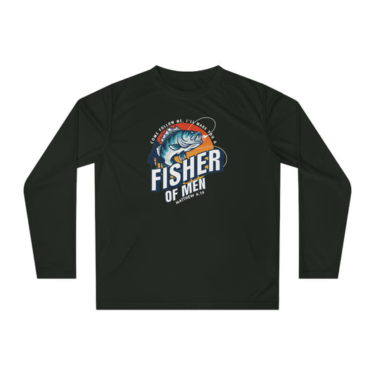 FISHER OF MEN Long Sleeve Shirt, Fishing Gift, Outdoor Apparel, Unisex Performance Tee, Angler Shirt, Gift for Dad, Fishing Enthusiast
