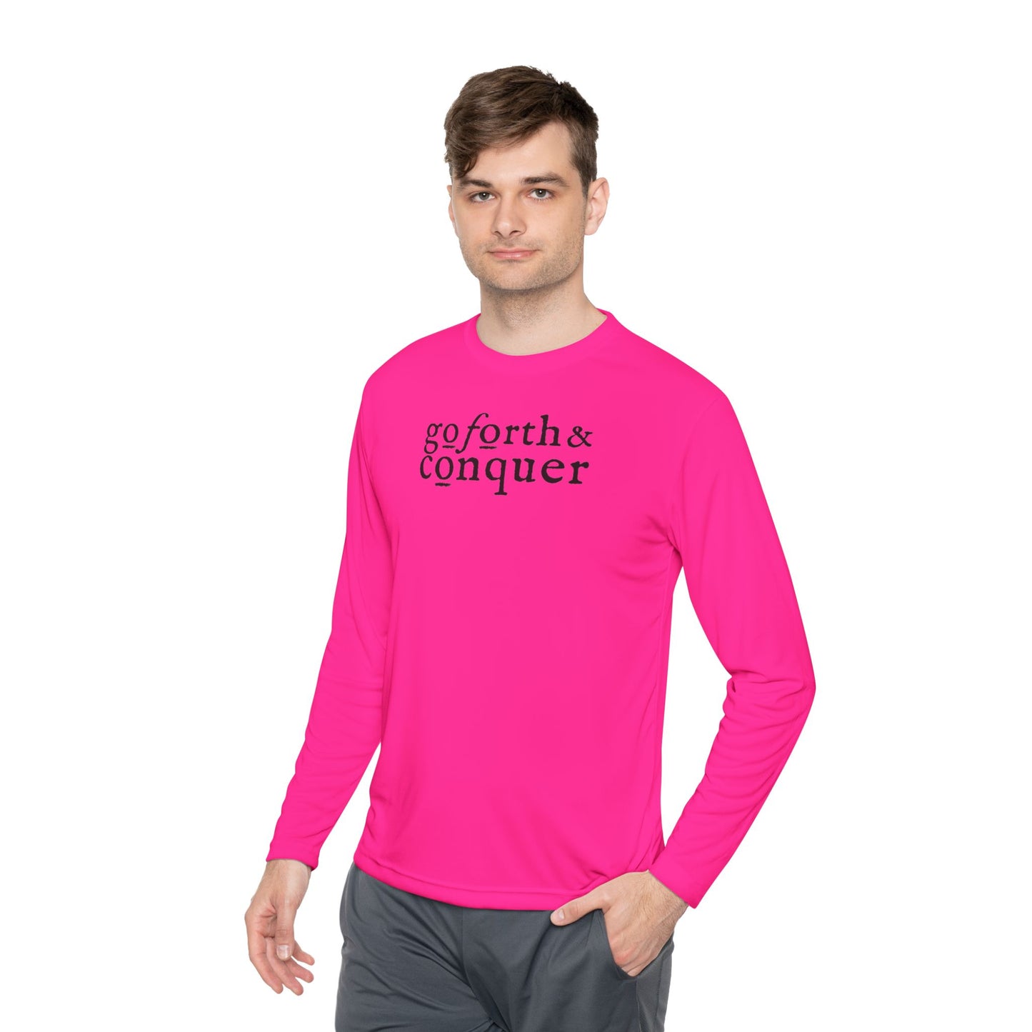 GO FORTH AND CONQUER HORIZ STACKED Unisex Lightweight Long Sleeve Tee