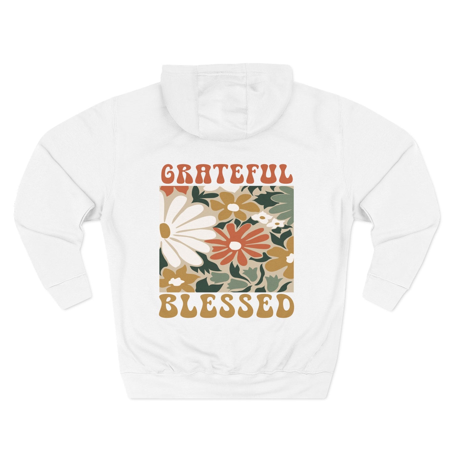 Grateful & Blessed Floral Fleece Hoodie, Cozy Pullover for Fall,