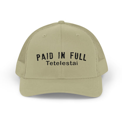 PAID IN FULL Snapback Trucker Cap - WHITE EMBROIDERY