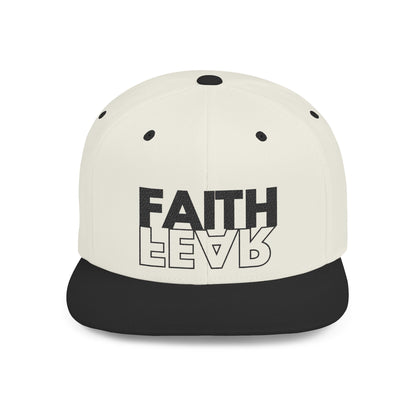 FAITH OVER FEAR Faith-Inspired Flat Bill Snapback Hat,