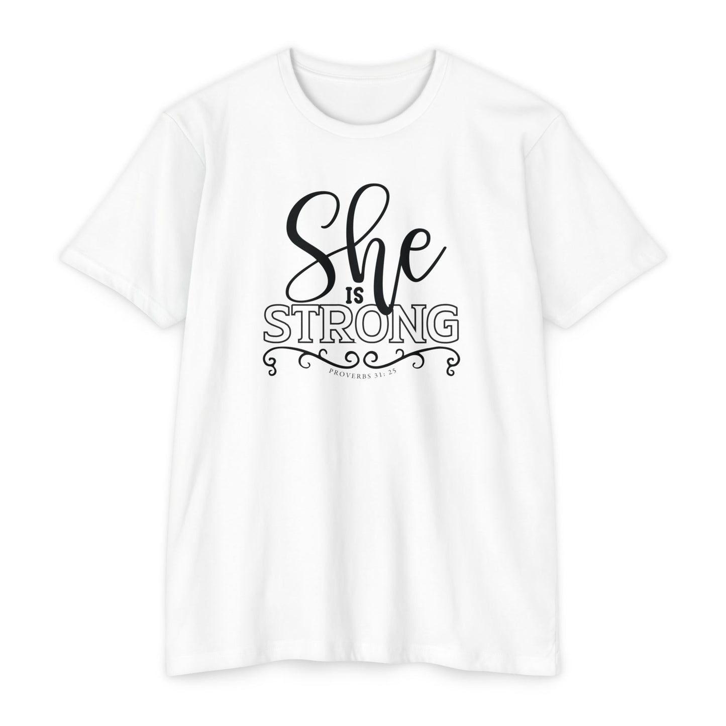 SHE IS STRONG Unisex CVC Jersey T-shirt