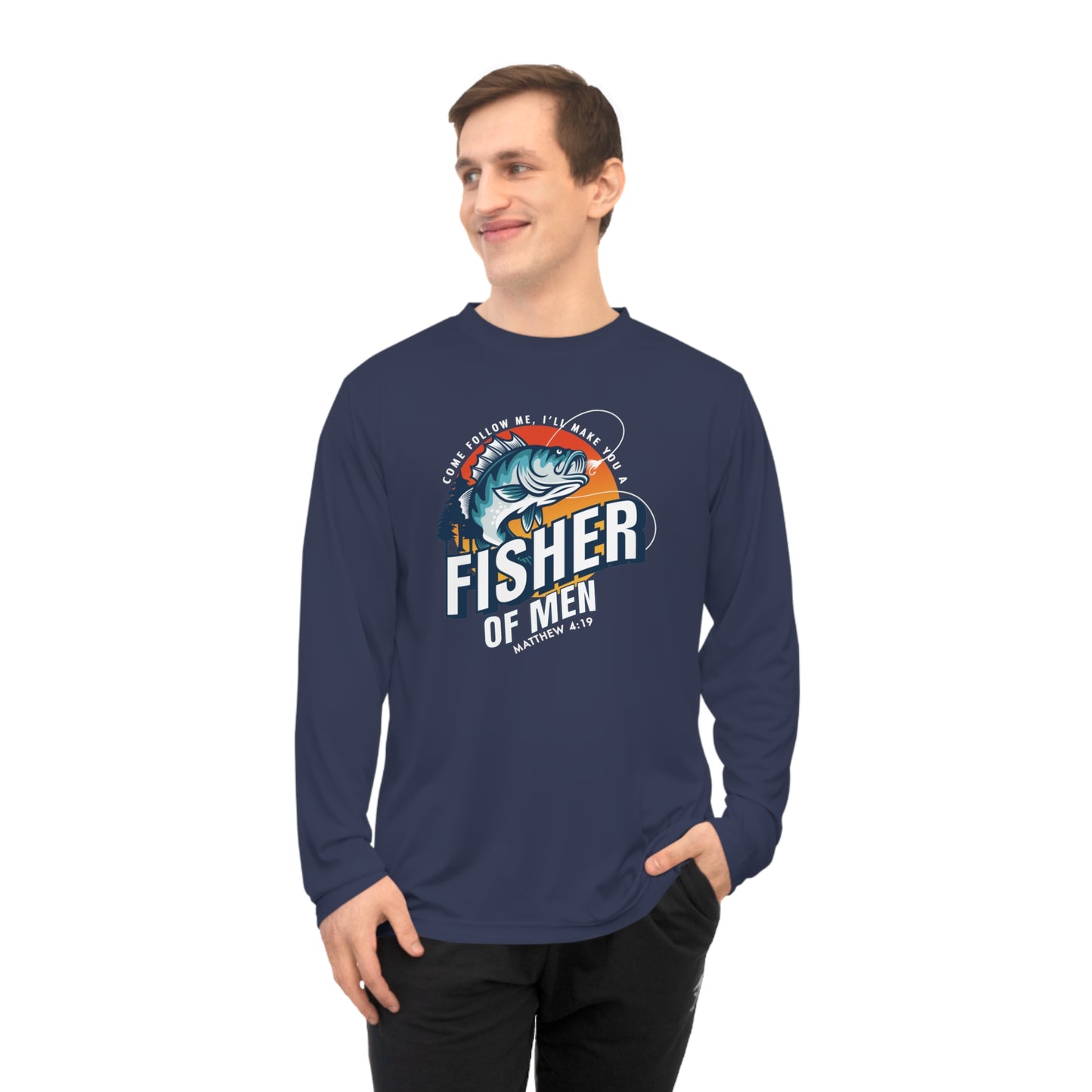 FISHER OF MEN Long Sleeve Shirt, Fishing Gift, Outdoor Apparel, Unisex Performance Tee, Angler Shirt, Gift for Dad, Fishing Enthusiast