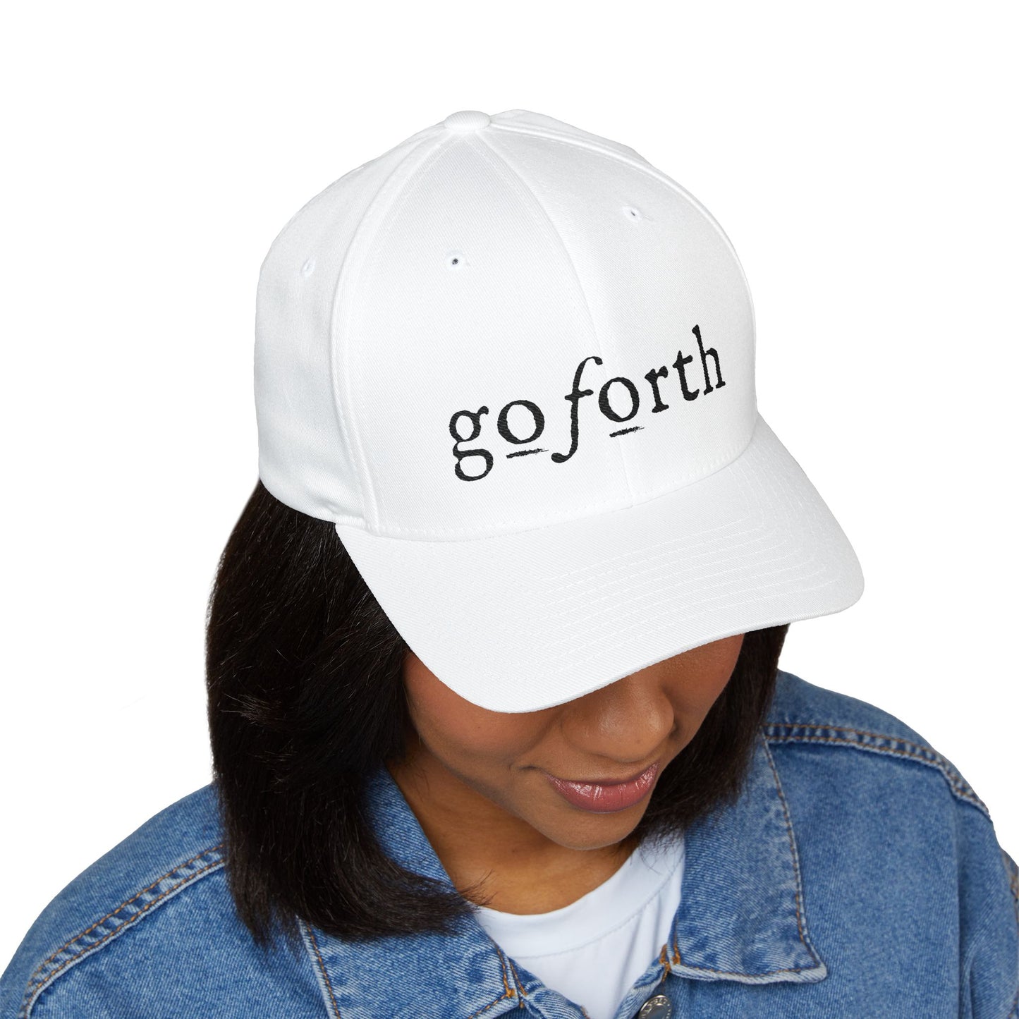 Embroidered 'Go Forth' Cap - Motivational Closed-Back Structured Hat