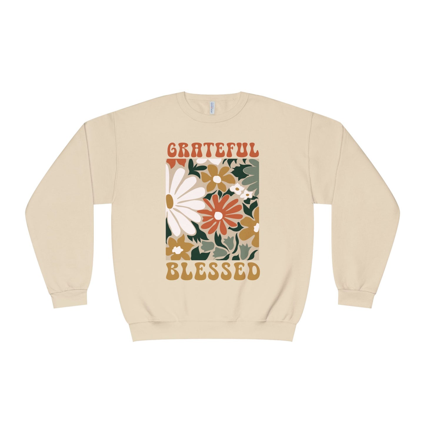 test 4 Grateful & Blessed Floral Crewneck Sweatshirt | Cozy Gift for Friends, Family, Holidays, Casual Wear, Inspirational Sweatshirt