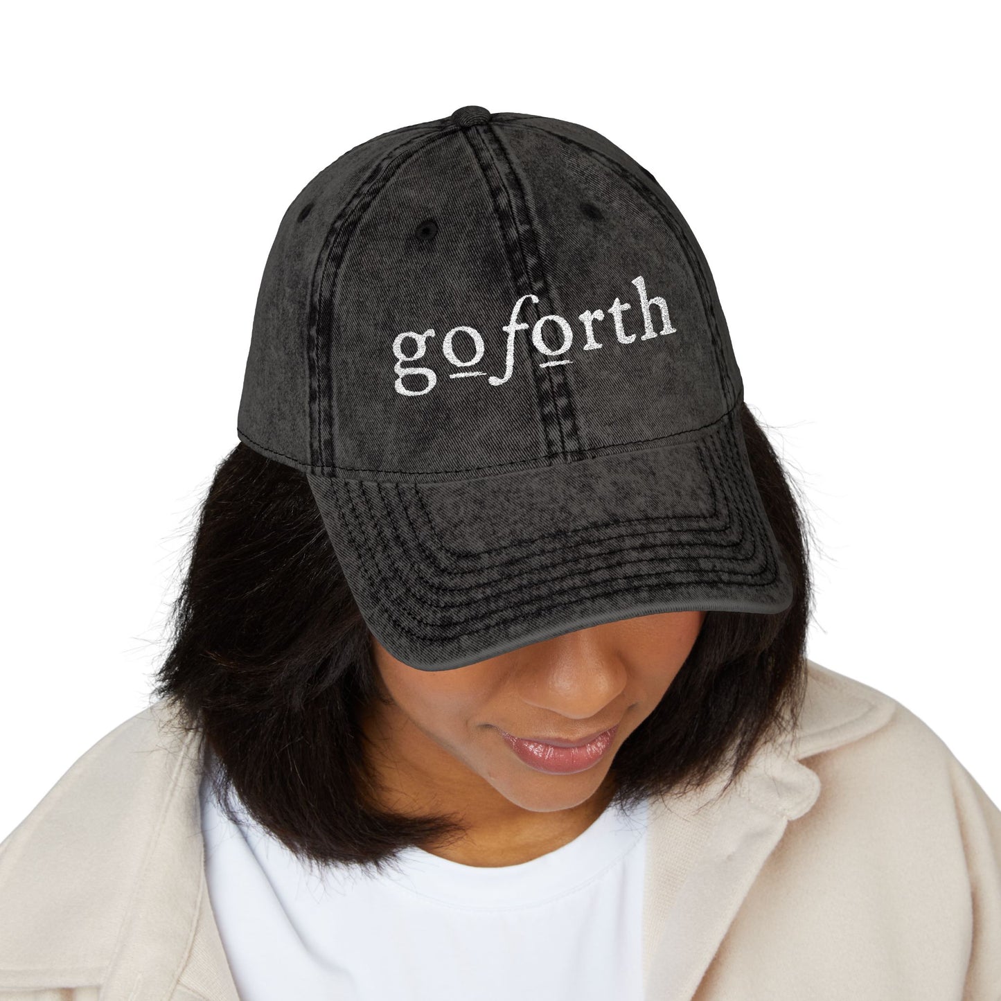 Go Forth Vintage Embroidered Cap – Distressed Baseball Hat