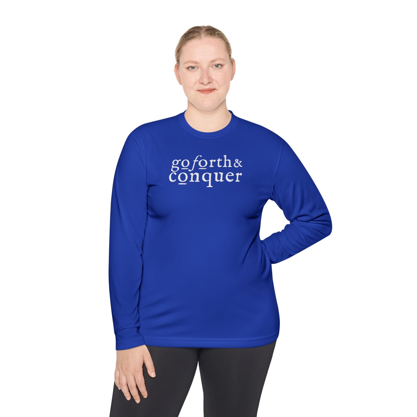 GO FORTH AND CONQUER HORIZ STACKED Unisex Moisture-wicking Lightweight Long Sleeve Tee