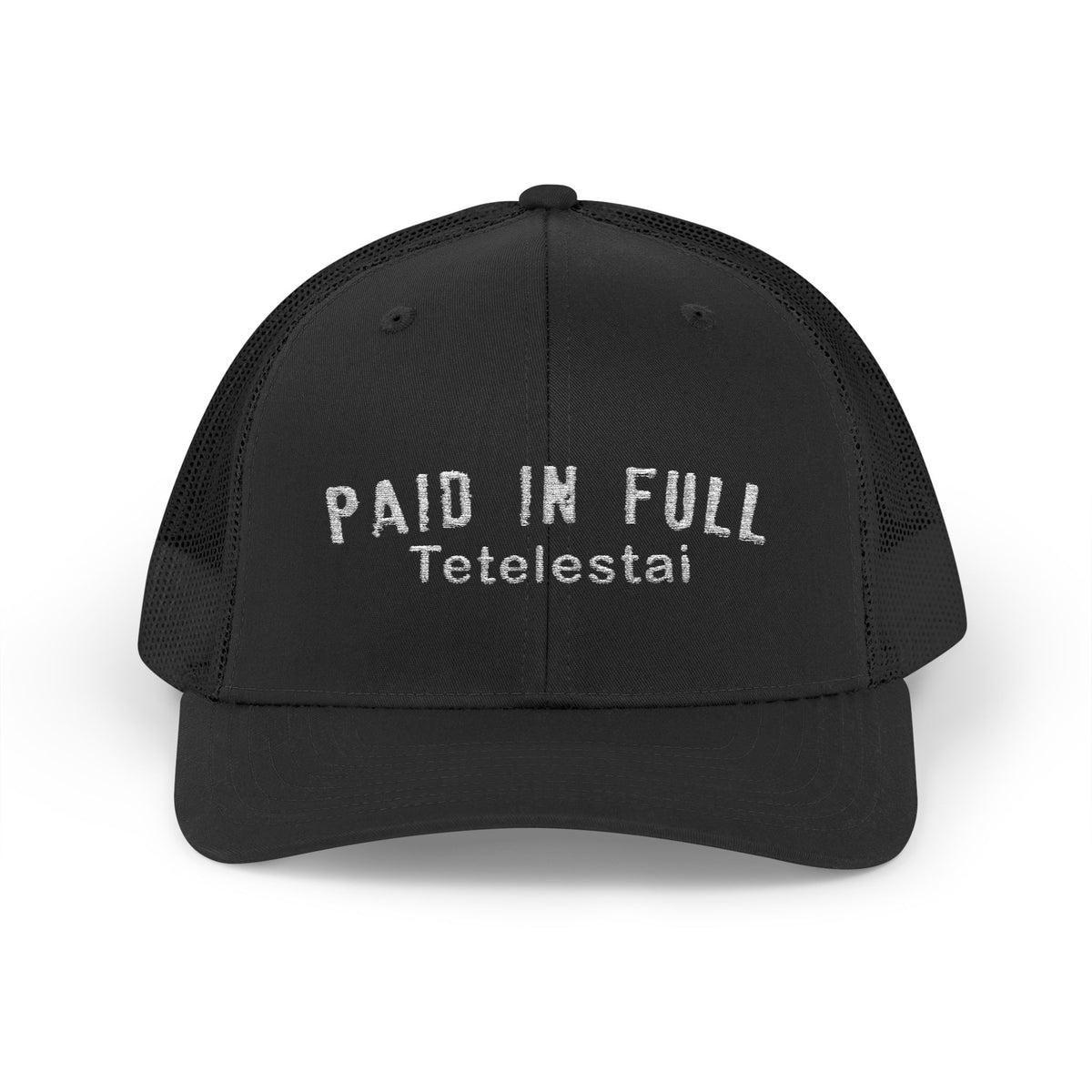 PAID IN FULL Snapback Trucker Cap - WHITE EMBROIDERY