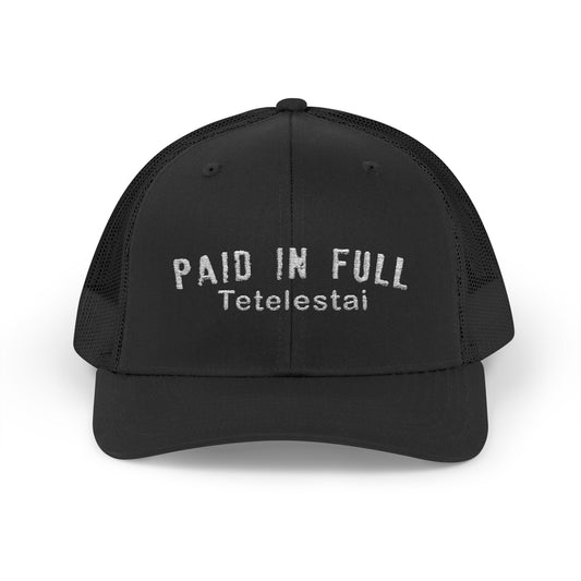 PAID IN FULL Snapback Trucker Cap - WHITE EMBROIDERY