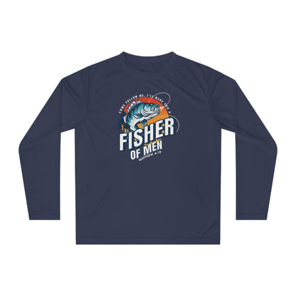 FISHER OF MEN Long Sleeve Shirt, Fishing Gift, Outdoor Apparel, Unisex Performance Tee, Angler Shirt, Gift for Dad, Fishing Enthusiast