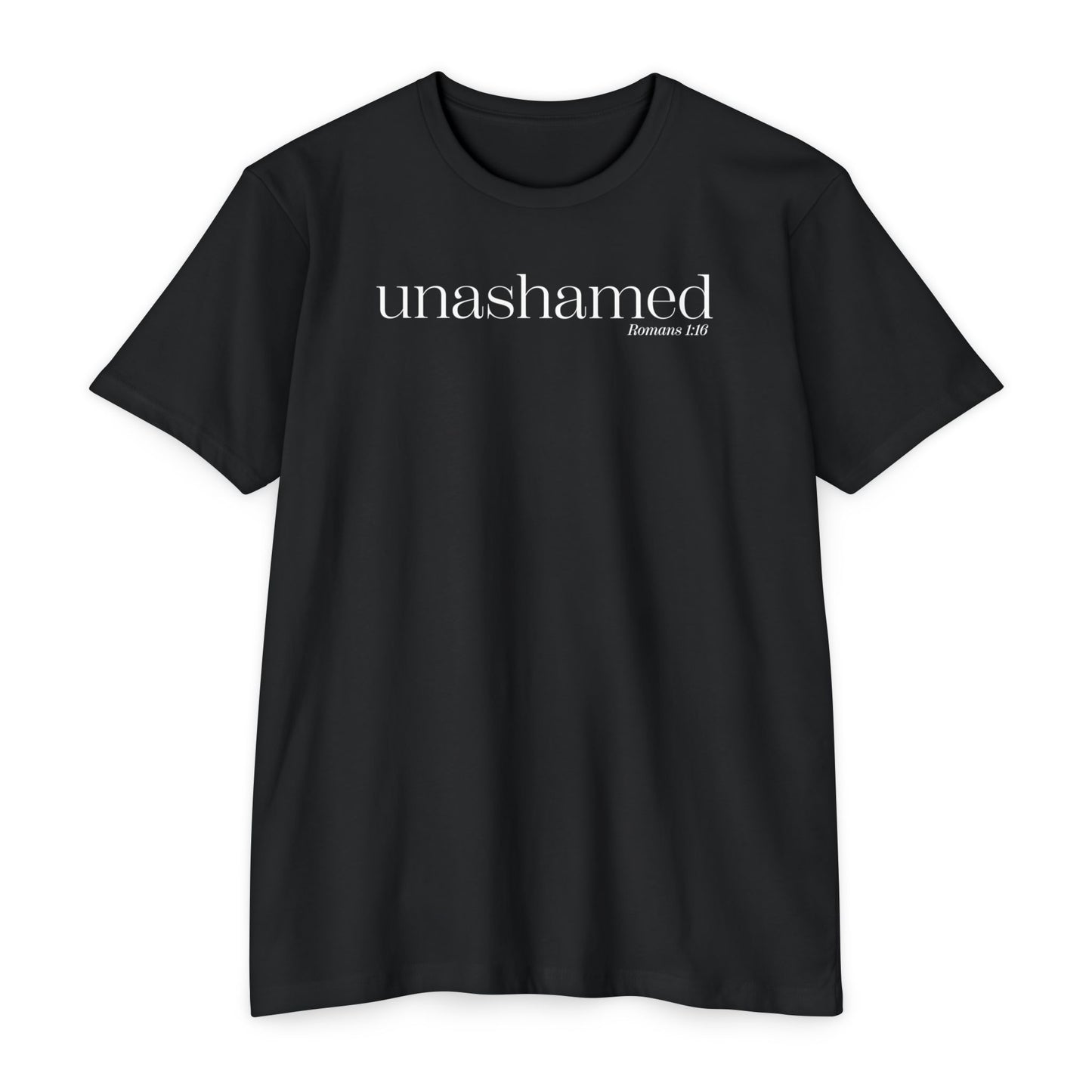 UNASHAMED Romans 1: 16- Unisex CVC Jersey T-shirt