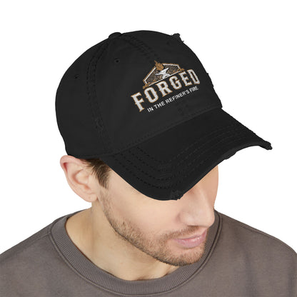 Forged Embroidered Distressed Dad Hat – Rustic Hammer Logo Cap