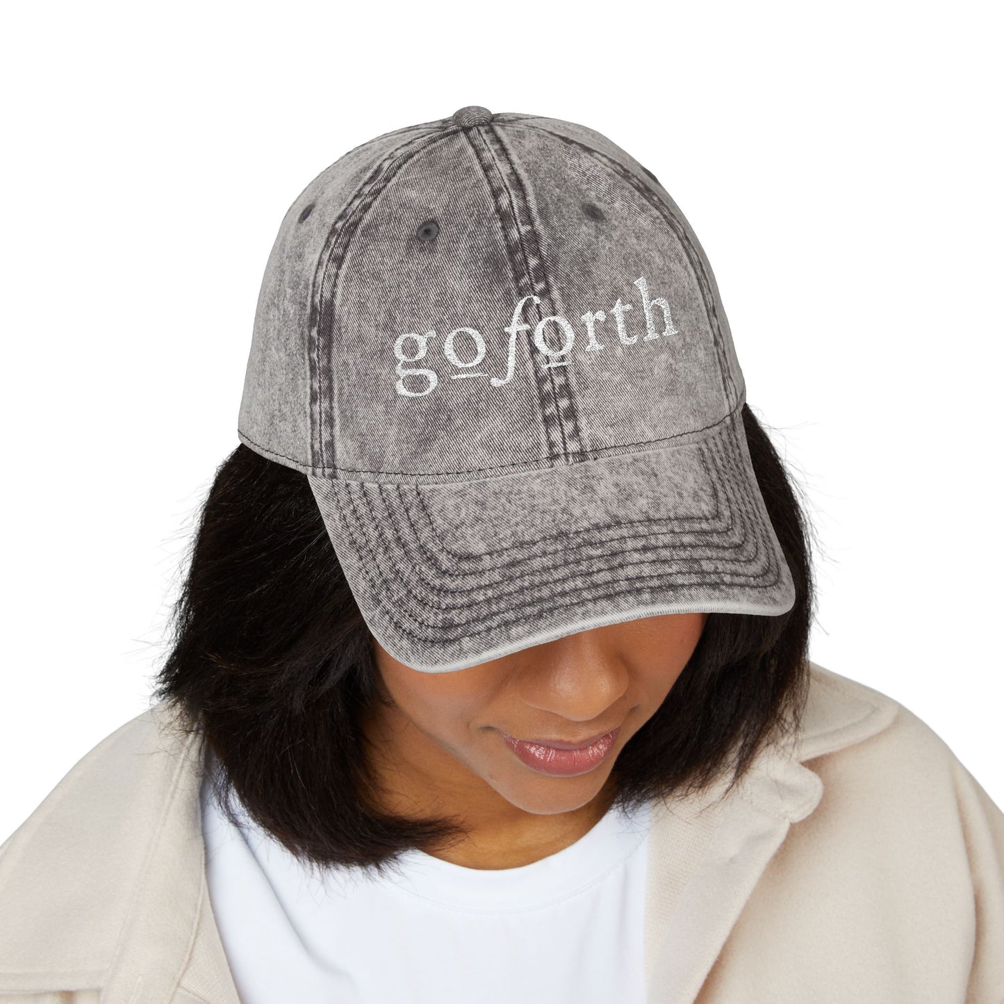 Go Forth Vintage Embroidered Cap – Distressed Baseball Hat