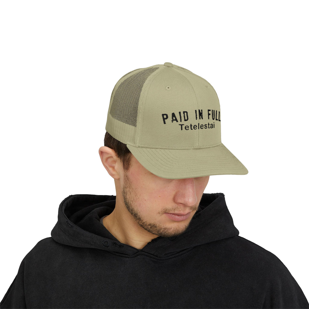 PAID IN FULL Snapback Trucker Cap - WHITE EMBROIDERY
