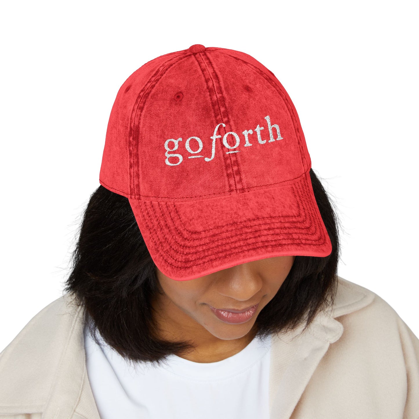 Go Forth Vintage Embroidered Cap – Distressed Baseball Hat