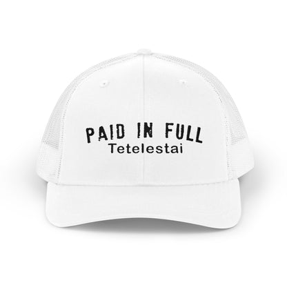 PAID IN FULL Snapback Trucker Cap - WHITE EMBROIDERY