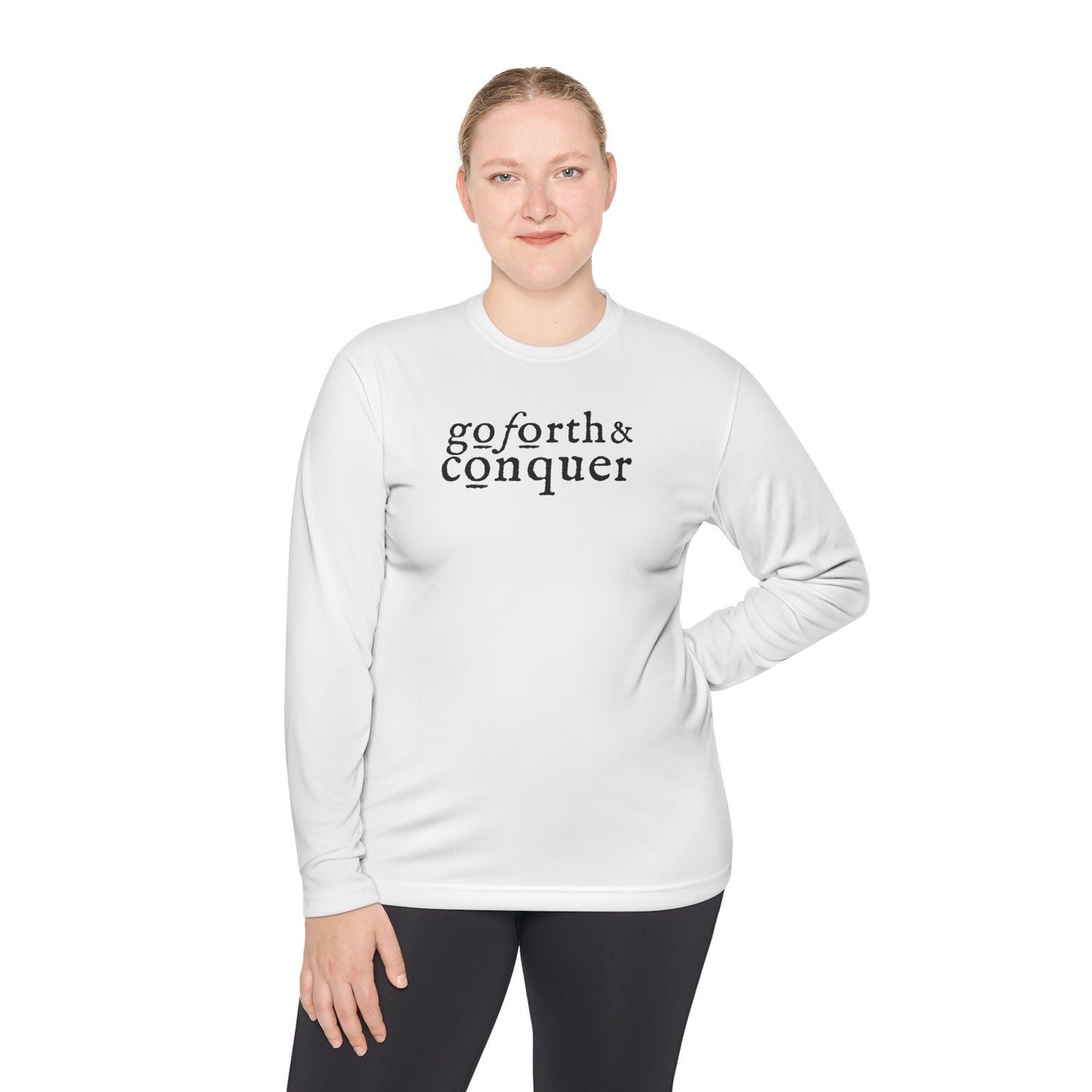 GO FORTH AND CONQUER HORIZ STACKED Unisex Moisture-wicking Lightweight Long Sleeve Tee
