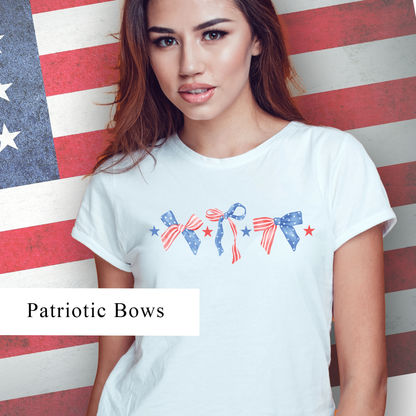 USA PATRIOTIC BOWS  Tee for Women