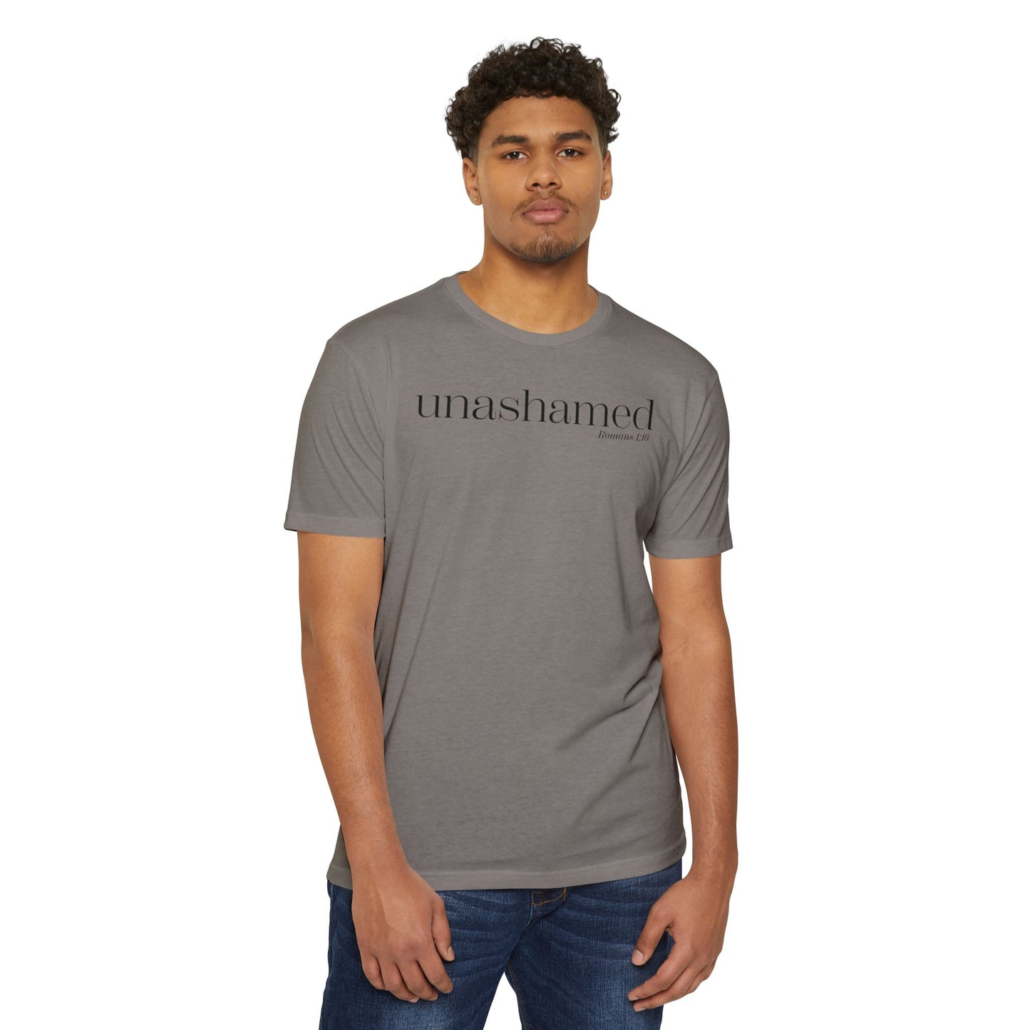 UNASHAMED Romans 1: 16- Unisex CVC Jersey T-shirt