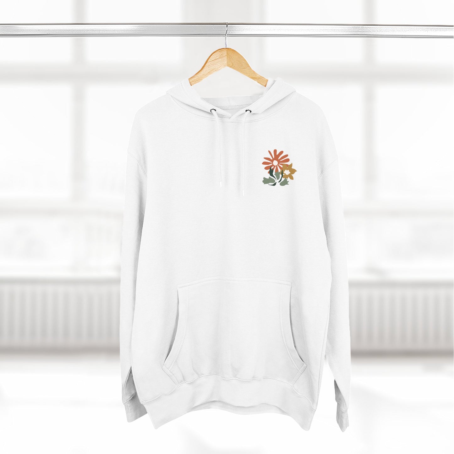 Grateful & Blessed Floral Fleece Hoodie, Cozy Pullover for Fall,