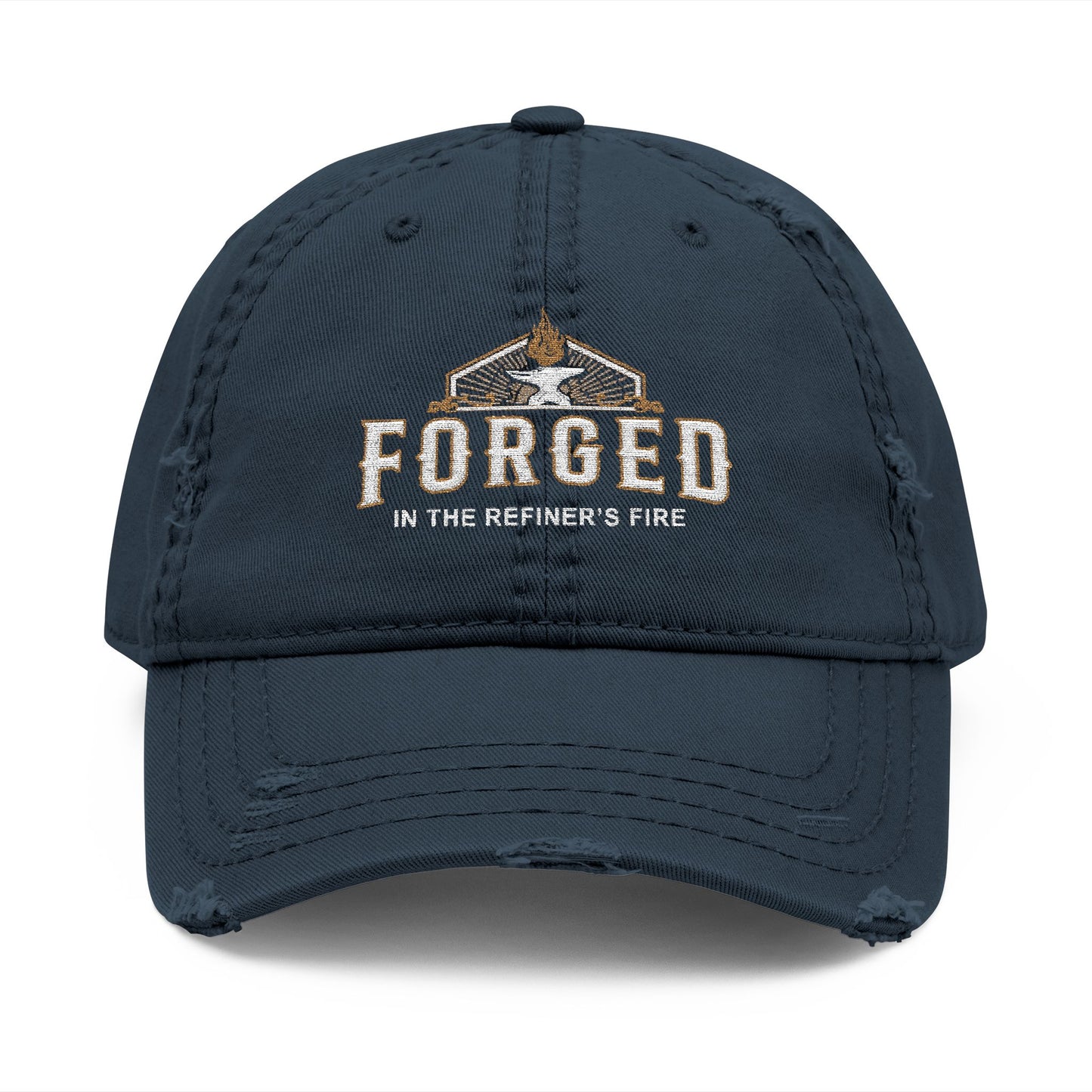 Forged Embroidered Distressed Dad Hat – Rustic Hammer Logo Cap
