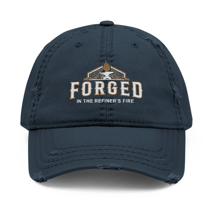 Forged Embroidered Distressed Dad Hat – Rustic Hammer Logo Cap