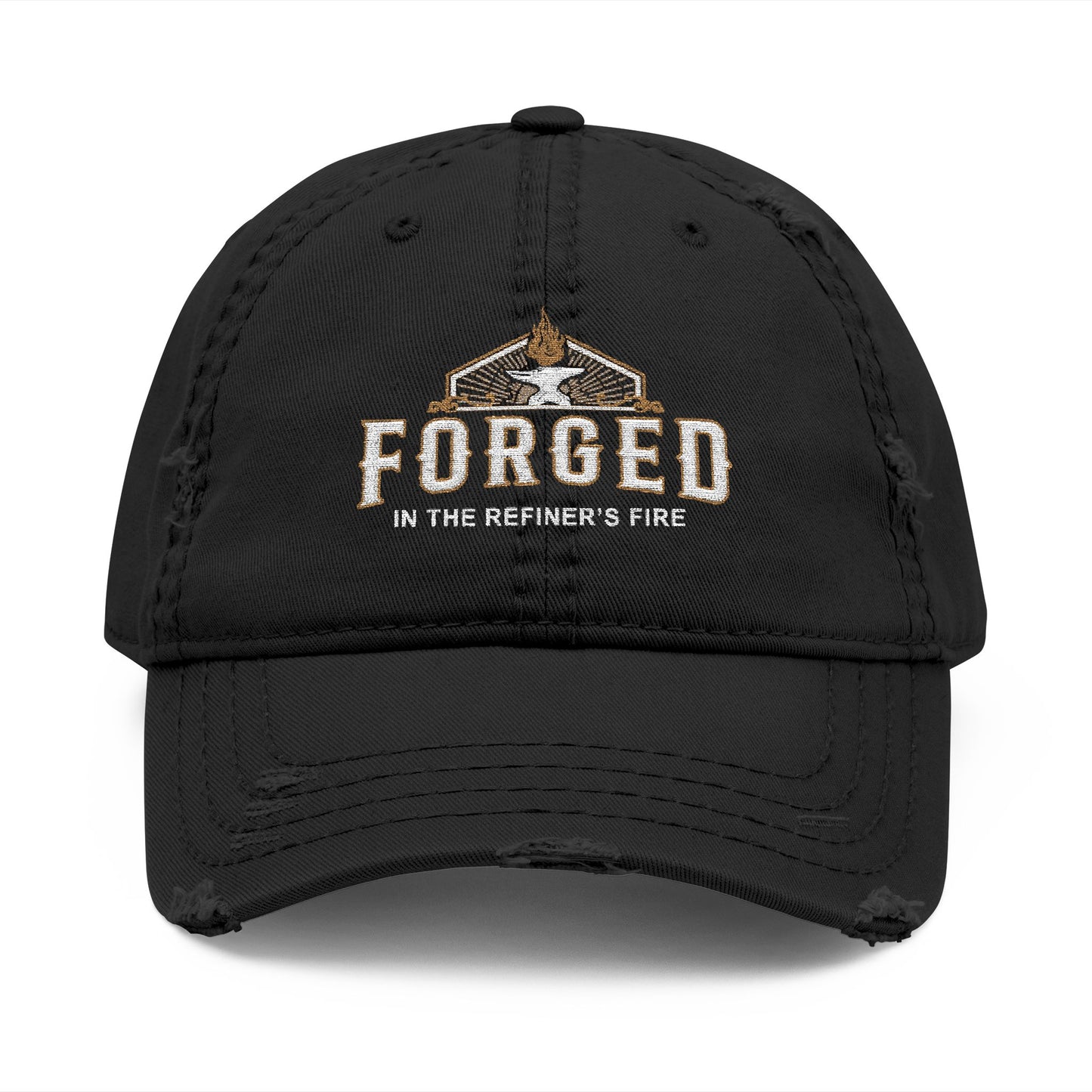 Forged Embroidered Distressed Dad Hat – Rustic Hammer Logo Cap