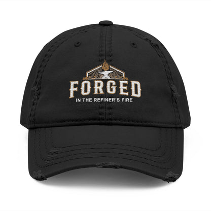 Forged Embroidered Distressed Dad Hat – Rustic Hammer Logo Cap