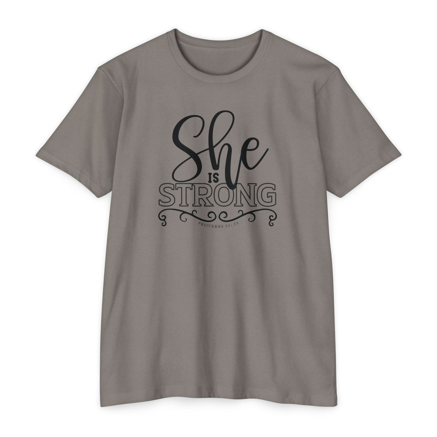 SHE IS STRONG Unisex CVC Jersey T-shirt