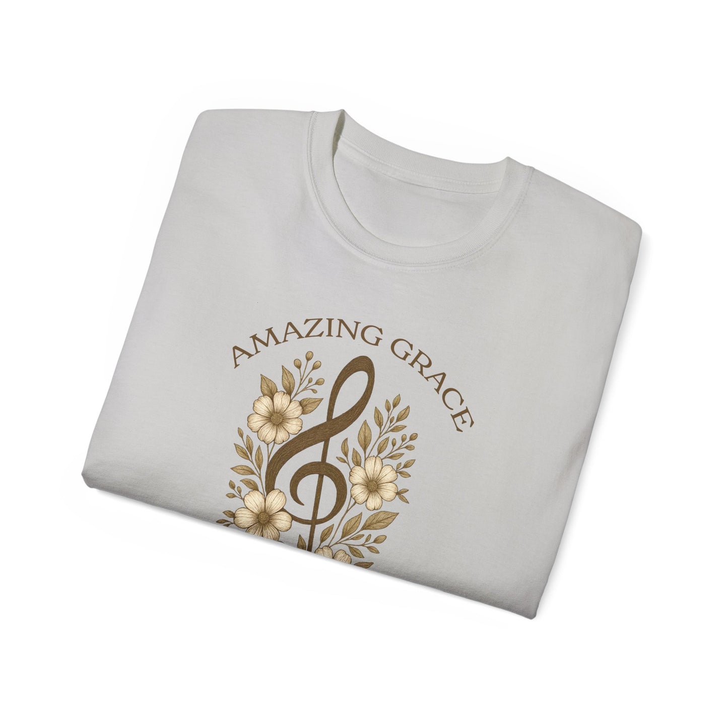 AMAZING GRACE HOW SWEET THE SOUND Floral Gratitude Tee, Inspirational Cotton Shirt for Everyday Wear, Grateful, Blessed, Gift Idea for Friends, Spring Fashion