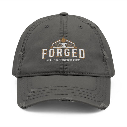 Forged Embroidered Distressed Dad Hat – Rustic Hammer Logo Cap