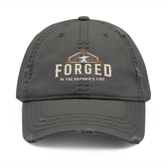Forged Embroidered Distressed Dad Hat – Rustic Hammer Logo Cap